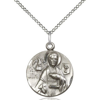 Sterling Silver Saint John the Evangelist Medal Religious Jewelry