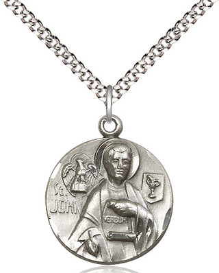 Sterling Silver Saint John the Evangelist Medal Religious Jewelry