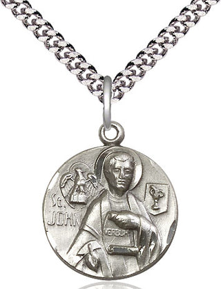 Sterling Silver Saint John the Evangelist Medal Religious Jewelry