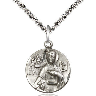 Sterling Silver Saint John the Evangelist Medal Religious Jewelry