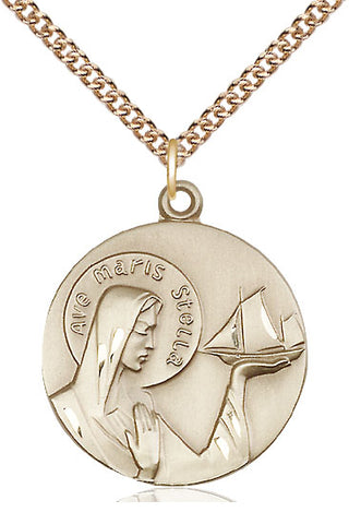 14kt Gold Filled Our Lady Star of the Sea Medal Catholic Jewelry