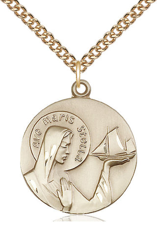 14kt Gold Filled Our Lady Star of the Sea Medal Catholic Jewelry