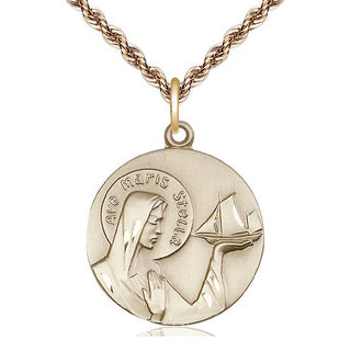 14kt Gold Filled Our Lady Star of the Sea Medal Catholic Jewelry