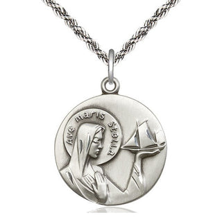 Sterling Silver Our Lady Star of the Sea Medal Catholic Jewelry