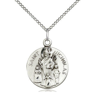 Sterling Silver Saint Nicholas Medal Religious Jewelry