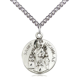 Sterling Silver Saint Nicholas Medal Religious Jewelry