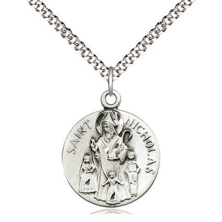 Sterling Silver Saint Nicholas Medal Religious Jewelry
