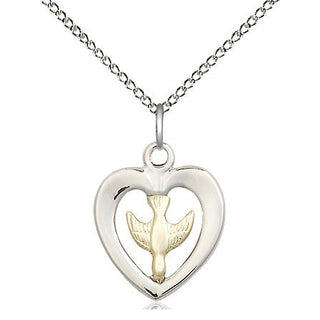Two-Tone GF/SS Holy Spirit Medal Religious and Catholic Jewelry