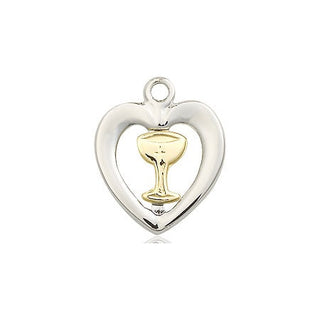 Two-Tone GF/SS Heart / Chalice Medal Religious and Catholic Jewelry
