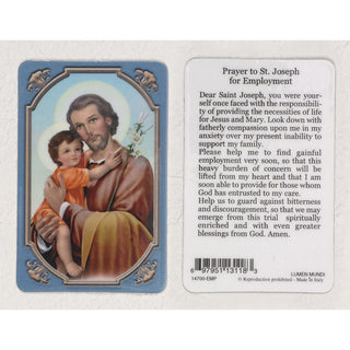 Bulk Daily Inspiration Plastic Prayer Card - Saint Joseph - Employment
