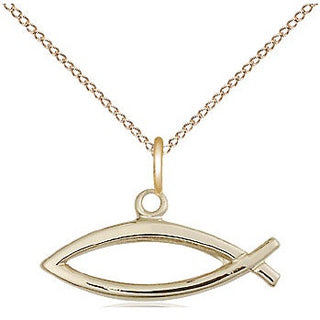14kt Gold Filled Fish Medal Religious and Catholic Jewelry