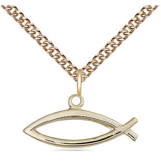14kt Gold Filled Fish Medal Religious and Catholic Jewelry
