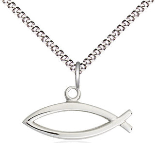 Sterling Silver Fish Medal Religious and Catholic Jewelry