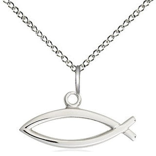 Sterling Silver Fish Medal Religious and Catholic Jewelry