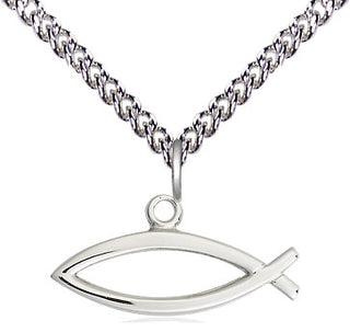 Sterling Silver Fish Medal Religious and Catholic Jewelry