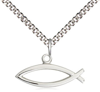 Sterling Silver Fish Medal Religious and Catholic Jewelry