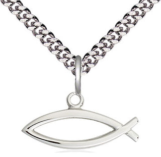 Sterling Silver Fish Medal Religious and Catholic Jewelry