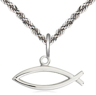 Sterling Silver Fish Medal Religious and Catholic Jewelry