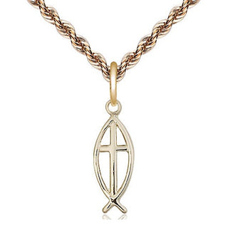 14kt Gold Filled Fish Cross Medal Religious Jewelry