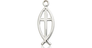 Sterling Silver Fish Cross Medal