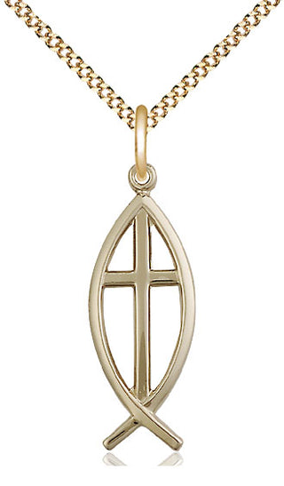 14kt Gold Filled Fish Cross Medal | Large