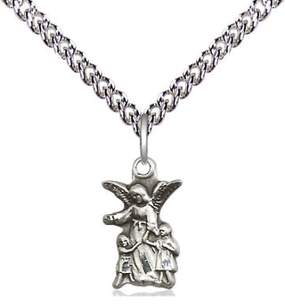 Sterling Silver Guardian Angel Medal Religious and Catholic Jewelry