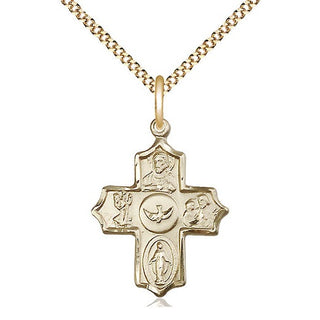 14kt Gold Filled 5-Way Medal Religious Jewelry