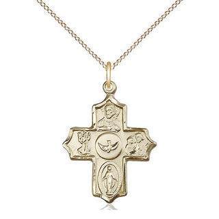 14kt Gold Filled 5-Way Medal Religious Jewelry