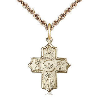 14kt Gold Filled 5-Way Medal Religious Jewelry