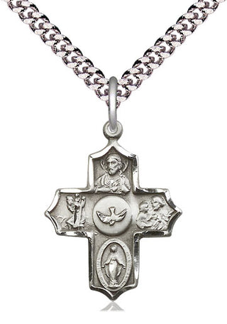 Sterling Silver 5-Way Medal Religious Jewelry