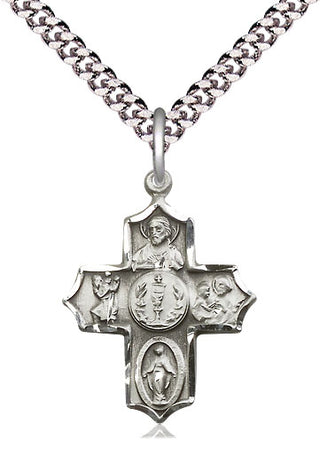 Sterling Silver 4-Way Medal Catholic Jewelry