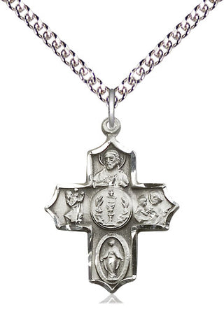 Sterling Silver 4-Way Medal Catholic Jewelry