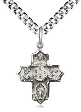 Sterling Silver 4-Way Medal Catholic Jewelry
