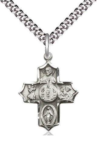 Sterling Silver 4-Way Medal Catholic Jewelry