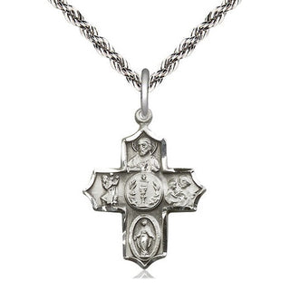 Sterling Silver 4-Way Medal Catholic Jewelry
