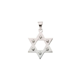 14K White .06 CTW Natural Diamond Star of David Pendant 