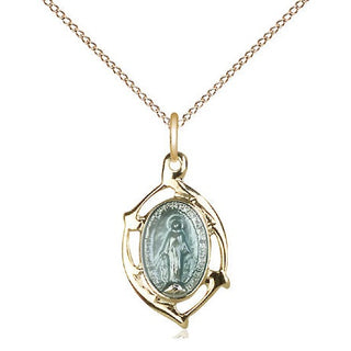 Gold Plate Sterling Silver Miraculous Leaf Medal Religious Jewelry