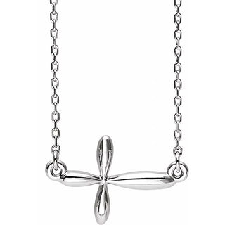 Platinum Sideways Cross 16-18" Necklace