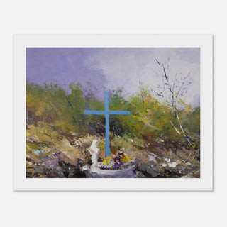Abstract Teal Cross Landscape Framed Print - view 9