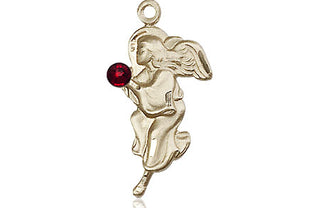 14kt Gold Filled Guardian Angel Pendant with a 3mm Garnet Swarovski stone on an 18-inch Gold Filled Light Curb Chain