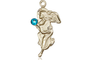 14kt Gold Filled Guardian Angel Pendant with a 3mm Zircon Swarovski stone on an 18-inch Gold Filled Light Curb Chain