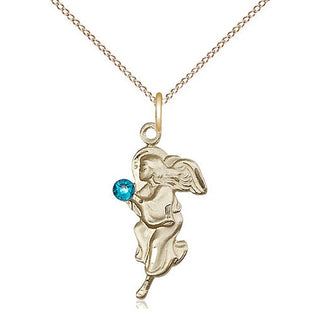 14kt Gold Filled Guardian Angel Pendant with 3mm Zircon Swarovski Necklace