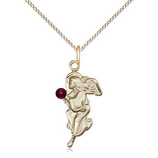 14kt Gold Filled Guardian Angel Pendant with 3mm Garnet Swarovski Necklace
