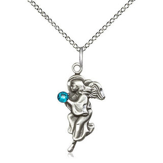 Sterling Silver Guardian Angel Pendant with 3mm Zircon Swarovski stone Necklace