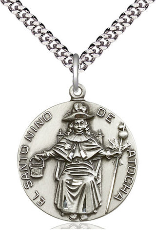 Sterling Silver Saint Niño de Atocha Medal Catholic Jewelry