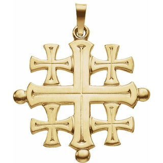 14K Yellow 27x26 mm Jerusalem Cross Pendant