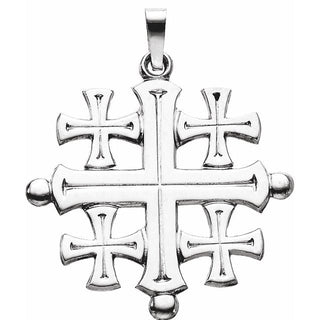 14K White 27x26 mm Jerusalem Cross Pendant