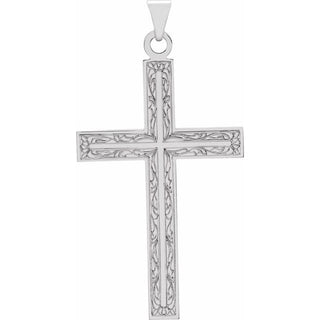 14K White 41.5x25 mm Cross Pendant 