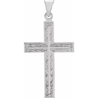 14K White 30.5x18 mm Cross Pendant 
