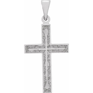 14K White 20.5x12 mm Cross Pendant